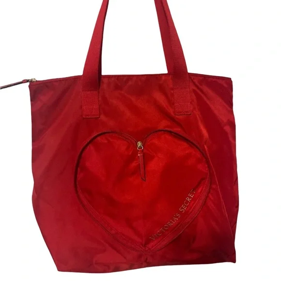 NWOT Victorias Secret large red heart tote - Picture 1 of 6